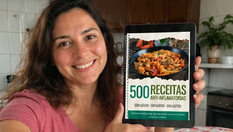 Mulher na cozinha com as receitas no tablet